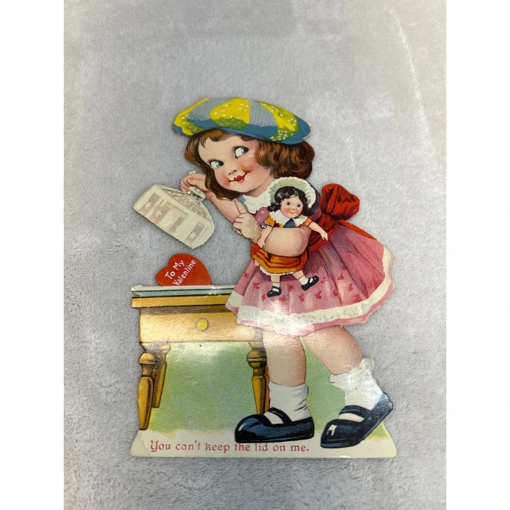 Vintage Valentine Cards Lot 7 Mechanical Die Cut Postcard Antique Moving Parts